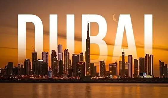 Dubai skyline at sunset